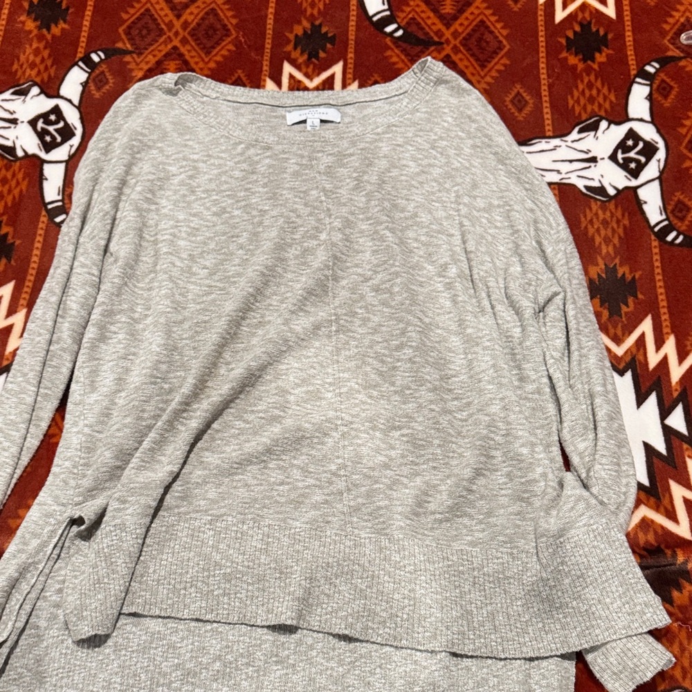 new directions Light Heather Gray V-Neck Sweater